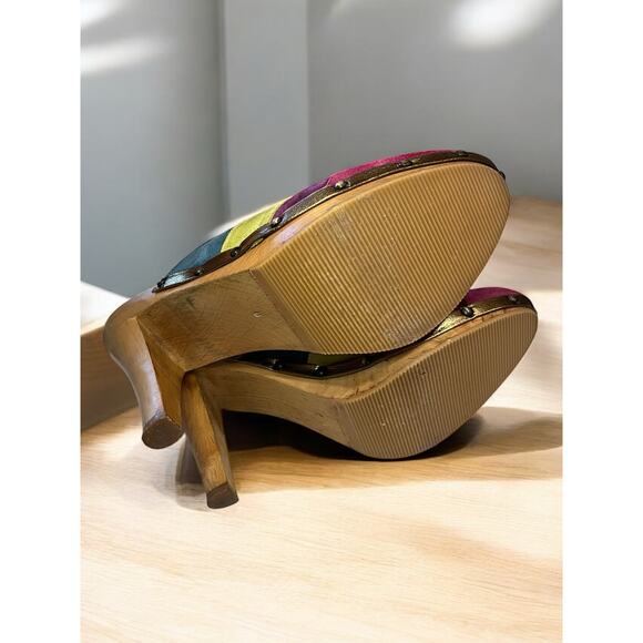 Y2K Coach P614 Katy Suede Striped Mule Size 8B - Picture 6 of 12